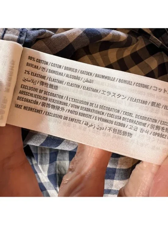 Abercrombie & Fitch Blue White Gingham Shirt Check Button Up Stretch M Mens - Picture 12 of 15